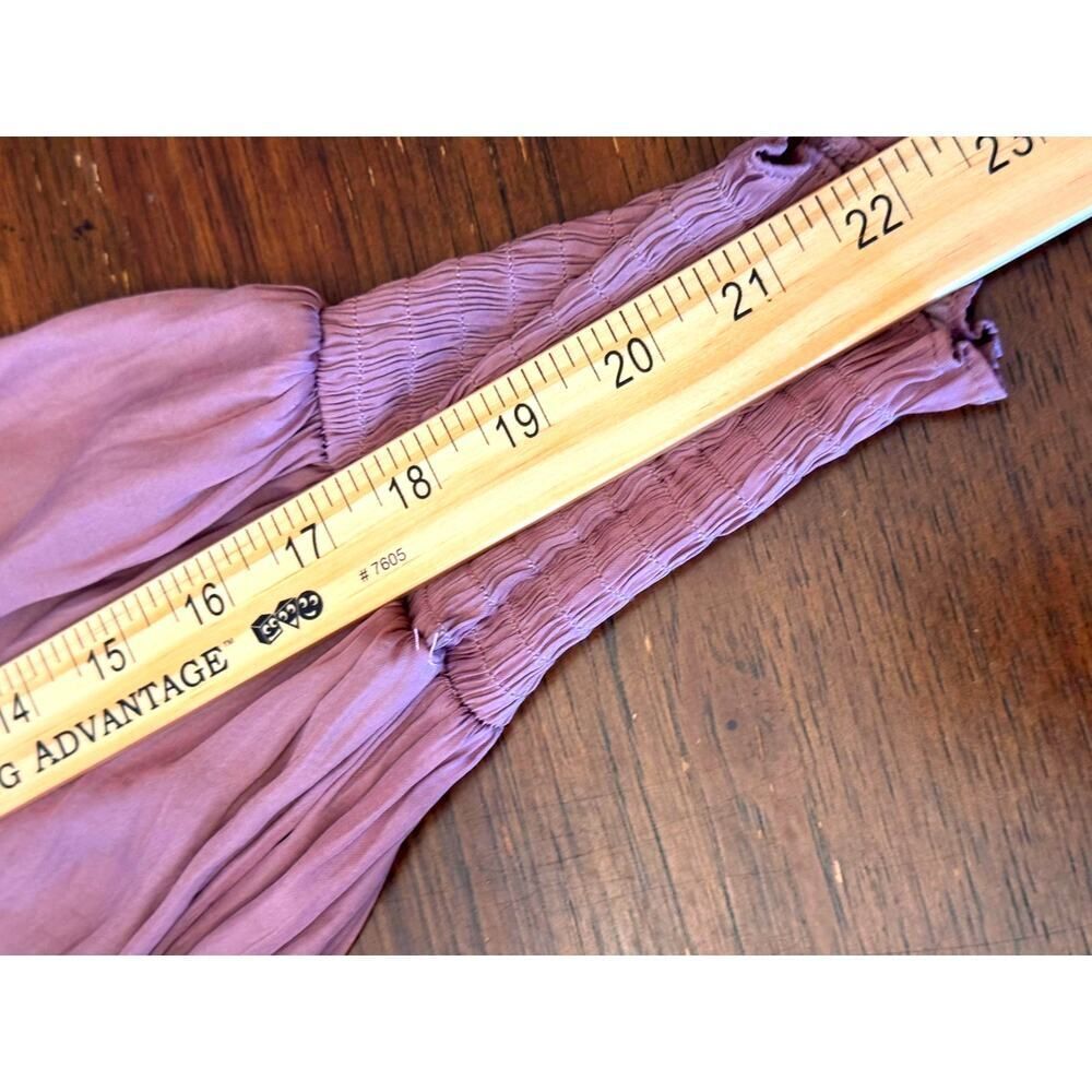 Mustard Seed Mauve Smocked Waist Ruffle Cuff Dress | Size Small - Picture 6 of 9